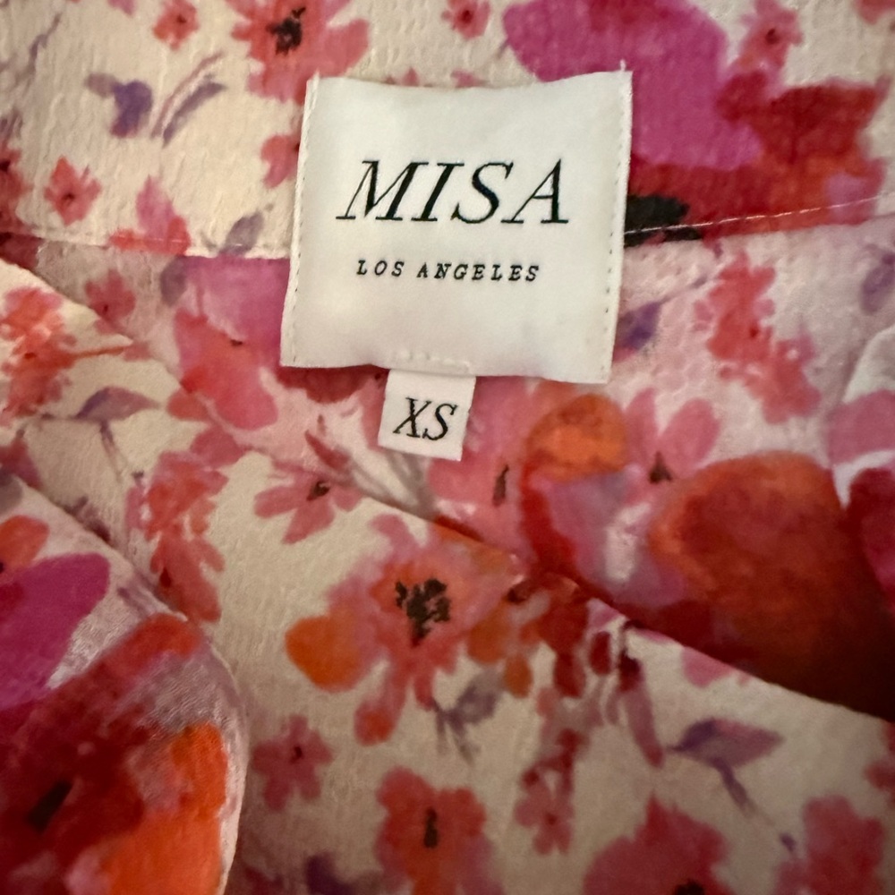 Misa Los Angeles Pink & Coral Floral Tiered Chiffon Maxi Skirt - Picture 2 of 2